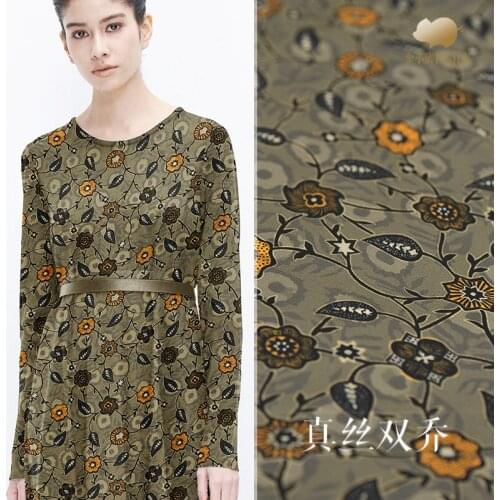 Floral Crepe Digital Printing Silk Fabric Mulberry Silk Cloth Clothing Women 's Dress Spring and Summer