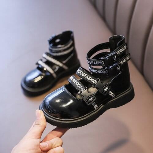 Kids Boots Spring-fall Girls Martin Boots Knitted Childrens Short Boots Pu Leather Waterproof Martin Boots Little Kids Shoes