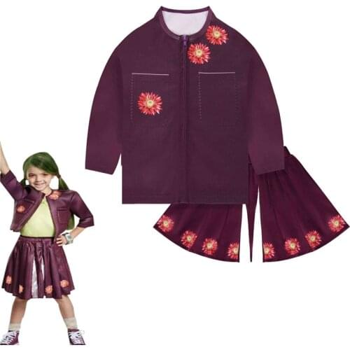 Kids Zombies 2 Cosplay Halloween Costumes Lacey Zoey Stage Performance Suit Tops+skirt Carnival Party Clothing Sets for Girls
