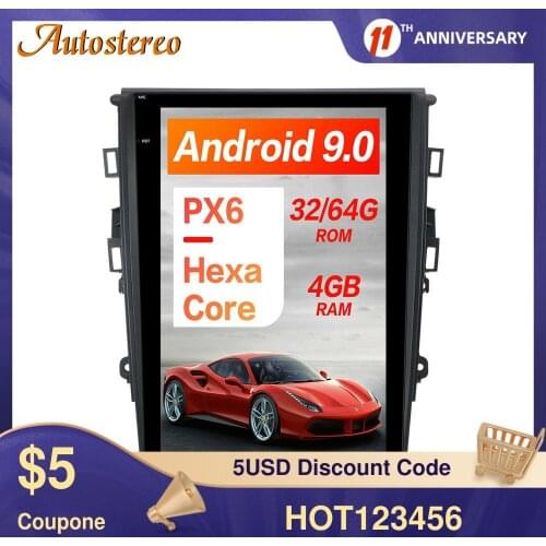 For Ford Mondeo Fusion MK5 2013+ 4G SIM Tesla Style Android 9.0 Car GPS Navigation Stereo Headunit Multimedia Player Auto Radio