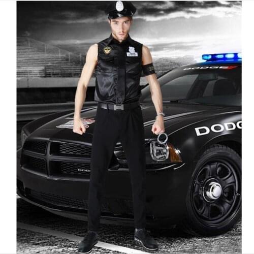 Halloween Costumes Adult America U.S. Police Dirty Cop Officer Uniform Top Shirt Fancy Cosplay Clothing Set for Men