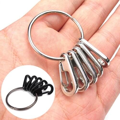 Mini 1PC Quick Release Keyring With 5Pcs TEC alloy Spring hook Keyring Set Outdoor Hanging Buckle Carabiner Key Clip Keychain
