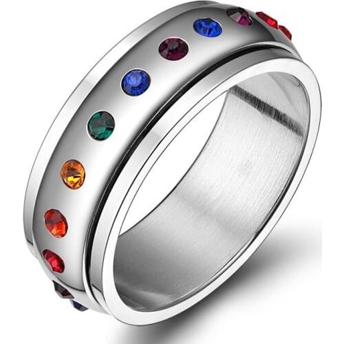 Fashion Rainbow Ring for Woman Men Colorful Gay Pride Rings Wedding Engagement Finger Jewelry
