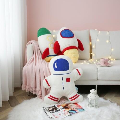 Cartoon Astronaut Rocket Spaceship Airplane Plush Toy ThrowPillow Stuffed Astronaut Doll toys Room Decor Cushion Gift for Boy