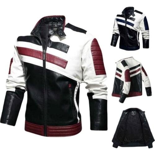 European Size Men PU Leather Jacket Plus Velvet Men Fleece Warm Vintage Leather Biker Coats Men Faux Leather Winter Coat