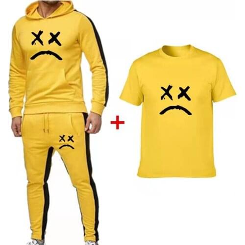 Spring 2021 Mens 3 Piece Sweater Pullover + Pants Two Cry Face Print Athletic Wear Mens Athletic Wear Athletic Wear