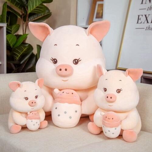 Fat Squishy Pig Stuffed Doll Plush Milk Tea Piggy Toy Animal Soft Plushie Pink Pillow Kids Baby Comforting Lover Christmas Gift