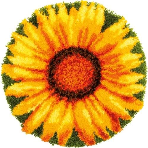 Latch Hook Rug Kits for Adults/Beginners with Preprinted Sunflower Canvas Pattern Shaggy Includes Hook Tool