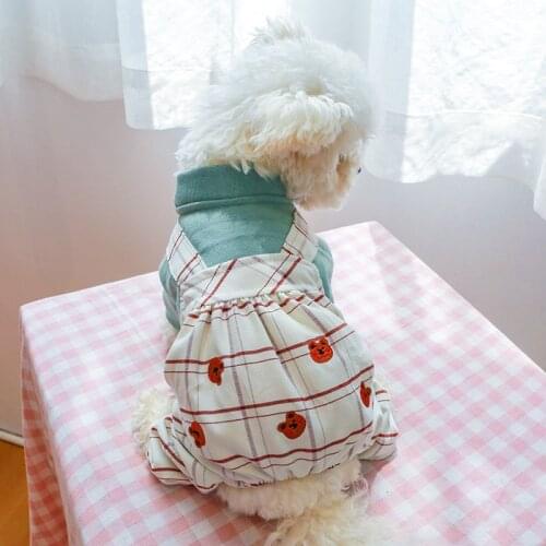 Plaid Bear Pet Jumpsuit For Small Dogs Autumn Winter New Cat Clothing ropa perro pequeño Blue Yellow Doggie Jacket Outfit Pugs