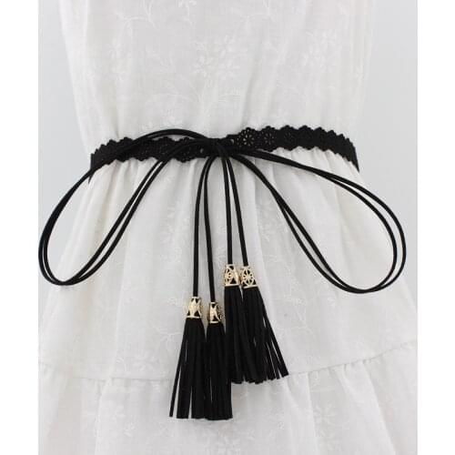 New Ladies Belts Fashion National Style Hollow Tassel Tie Strap Waist Chain Womens Waistband Dress Accessories