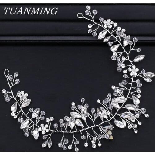 Women Crystal Headband Bridal Hair Accessories Elegant Rhinestone Wedding Hairband Head Jewelry Bride Headband