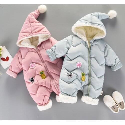 Boys and girls went out in thick cotton-padded clothes New babys casual jumpsuit