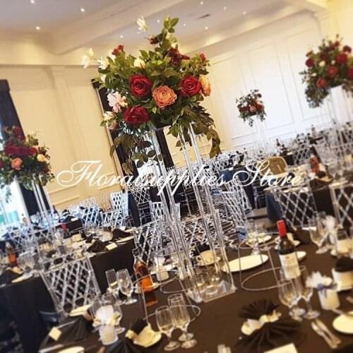 80cm tall transparent decorative flower arrangement clear acrylic flower stand for wedding table centerpiece