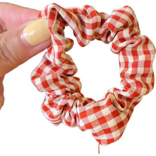 New Fashion Plaid Large Intestine Ring Fabric Hair Tie For Women Girls Ponytail Holder Hair Accessories