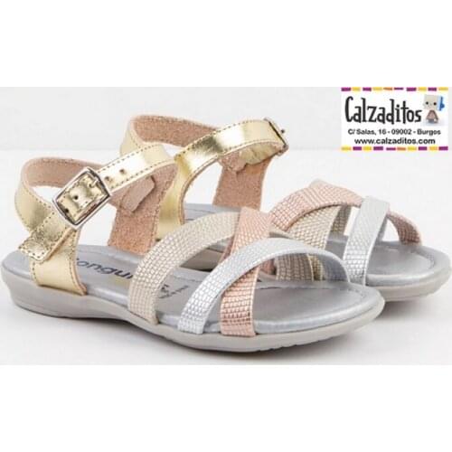 Little girls sandals in snake leather with buckle