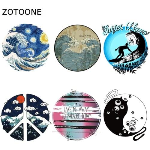 ZOTOONE Iron on Transfer for Clothing Diy Landscape Painting Sea Patches Heat Transfer for Clothes Decoration Applique for Kids