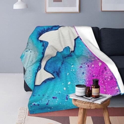 Dolphin Blankets Flannel Summer Wildlife Multi-function Super Warm Throw Blankets for Bedding Travel Plush Thin Quilt