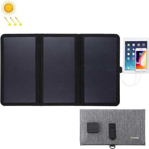 HAWEEL 21W Ultrathin 3-Fold Foldable 5V / 3A Max Solar Panel Charger with Dual USB Ports, Support QC3.0 and AFC