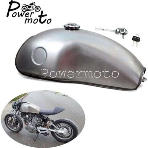 2.6 Gallon Bare Steel Cafe Racer Fuel Tank Vintage Custom 10L Gas Oil Tank for Chopper Bobber RD50 RD350 RD400 BMW R100 Triumph
