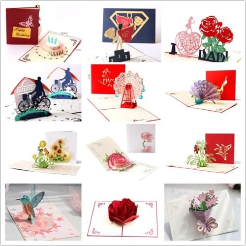 Pop Up Card Handmade 3D Laser Cut Popup Greeting Cards for Valentines Fathers Day Wedding Anniversary Greeting Occasion