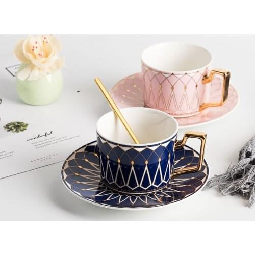 Wourmth Bone China Coffee Cups, Plate Spoons Set Luxury Flower Tea Mugs Phnom Penh High-quality Porcelain Cups Kitchen Drinkware