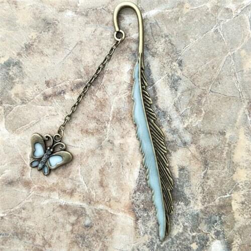 1pcs Butterfly Dragonfly Bookmark Retro Feather Luminous Bookmark Read Maker School Stationery Supplies