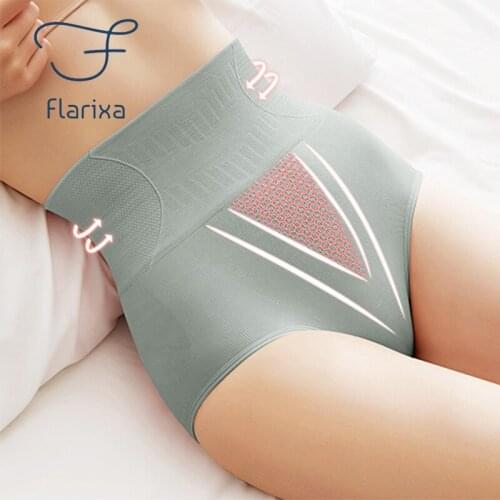 Flarixa 3PCS Womens Seamless Panties High Waist Flat Belly Sheathing Briefs Antibacterial Cotton Crotch Thong Sexy Underwear