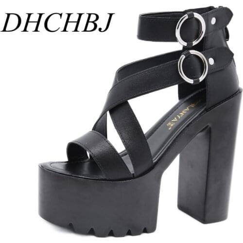 2020 new womens sandals fashion sexy 15 cm super high heel womens shoes stage show catwalk thick with sandals white black