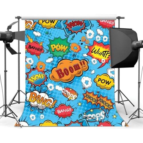 Boom Backdrop What Bang Knock Wow Pow Twinkle Stars Backdrops Cartoon Photography Background