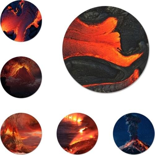 Wonders Nature Volcano Icons Pins Badge Decoration Brooches Metal Badges For Backpack Decoration 58mm