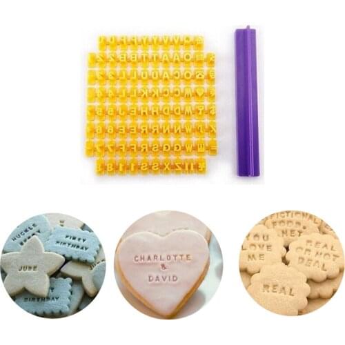 1 Set Alphabet Number Cookie Press Stamp Embosser Cutter Fondant Mould Cake Baking Mold Tools Round Cutter Stencil Biscuit Tool