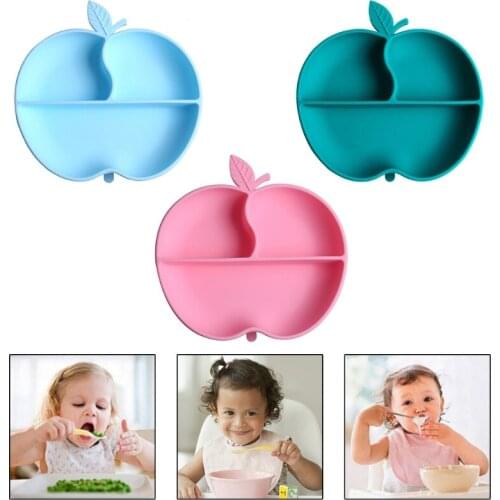 1 Pc Baby Utensil BPA-Free Dishes Tableware Non-slip Silicone Suction Divided Plate Tray Training Feeding Food Bowl Placemat