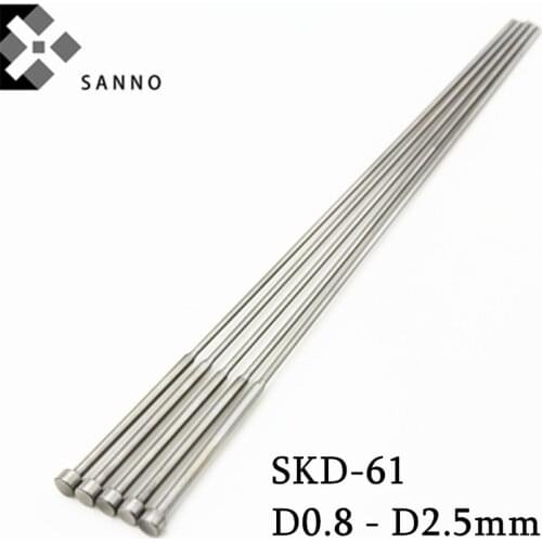 10pcs/pack 0.8x3x100mm - 2.5x3x150mm SKD-61 nitrided stepped mold ejector pin full hard precision punch rod for cnc lathe