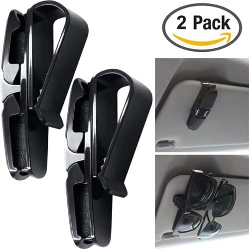 2pcs Car Glasses Holder Portable Ticket Card Clamp Car Sun Visor Sunglasses Clip ABS Eyeglasses Case 180 Degrees Rotation