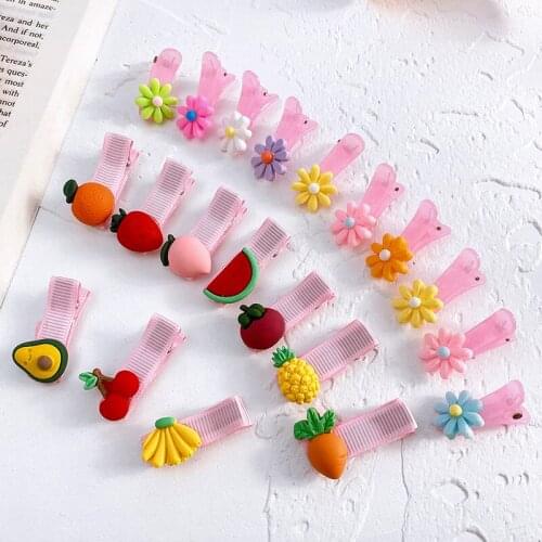 20/30 Pcs/Set Children Cute Cartoon Fresh Fruit Flower Ornamen Hair Clips Baby Girls Lovely Hairpins Kids sweet Hair Accessories