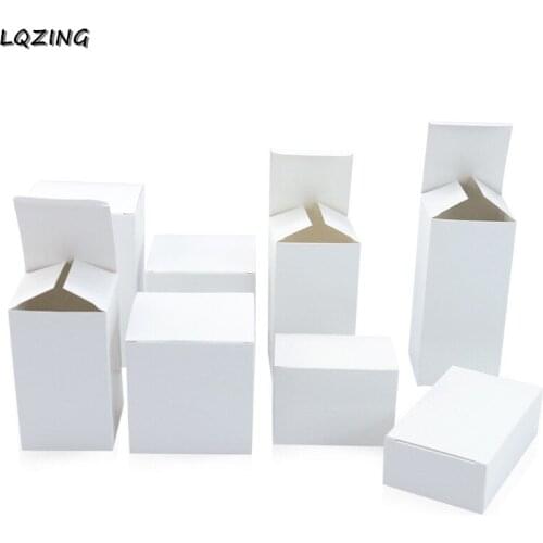 20pcs White paper packaging box Square Craft Paper Packaging Cosmetic Bottle/Jars Boxes Wedding Party Favor Gift Cardboard Box