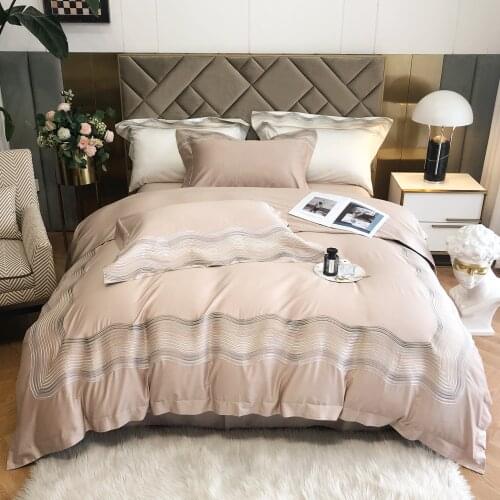 2021 Elegant embroidery Bedding set 1000TC Cotton duvet cover Bed linen Set king bedding queen size comforter sets juego de cama