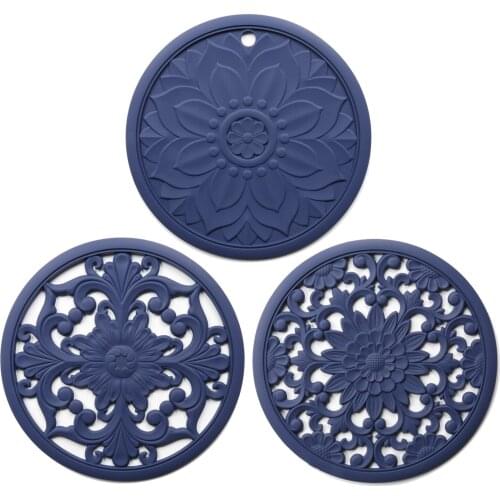 3pcs Heat Resistant Rubber Mat Drink Cup Coasters Non-slip Pot Holder Table Placemat Kitchen Accessories Anti-hot Insulation Pad