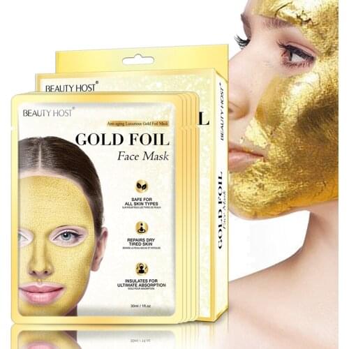 5PCS Beauty Host Gold Foil Facial Mask Moisturizing Fades Fine Lines Anti Wrinkle