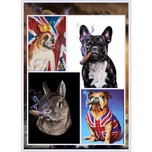 Full diamond painting French bulldog cigar diy diamond embroidery cartoon dog picture mosaic decoration home decoration gift