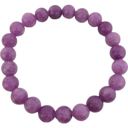 King Purple Stone Bead Bracelet Stretchy 8MM Size Healing Crystal Quartz for Young Lady
