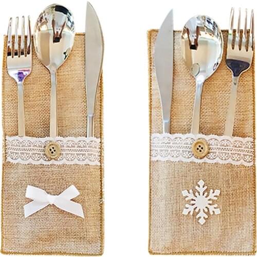 Kitchen Cutlery Holders Fork And Knife Covers Silverware Holders Pockets Christmas Wedding Table Decor For Restaurant Hotel Cafe