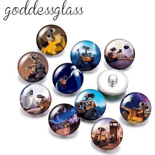 Disney WALL E robot EVE Planet 10pcs Round photo 18mm snap buttons for 18mm snap necklace DIY jewelry
