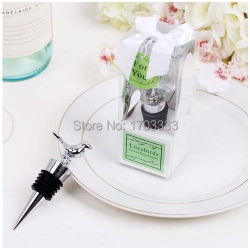 Home Party Creative favors Gift Supply Love bird wine bottle stopper For Bridal Shower Wedding birthday Favours free shipping