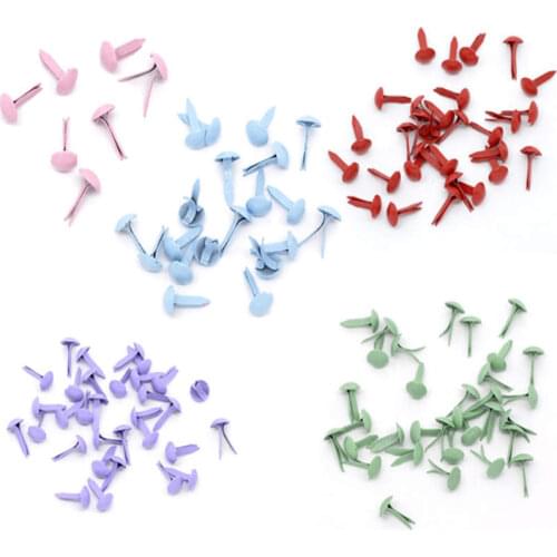 DoreenBeads Alloy Metal Pastel Brads Scrapbooking Embellishment for DIY Craft Supplies Round Mixed 9x5mm(3/8"x2/8"), 500 PCs