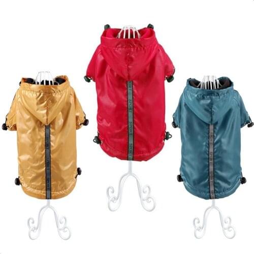 Raincoat for Pets Cat Dog Raincoat Jacket Reflective Fleece Liner Warm Hood Drawstring Pet Clothing Wholesale Retail XS-3XL