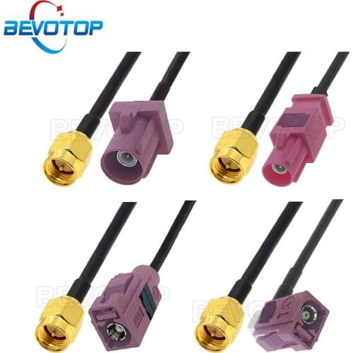 Violet RAL4003 Fakra H Male / Female to SMA Male Plug RG174 Cable Adapter Car Antenna Extension Cord RF Coaxial Pigtail Jumper