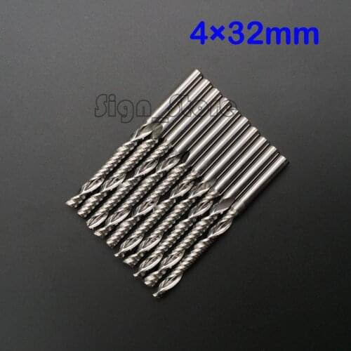 10pcs High Quality Carbide CNC Router Bits One Single Flute End Mill Cutting Milling Tools 4mm*32mm