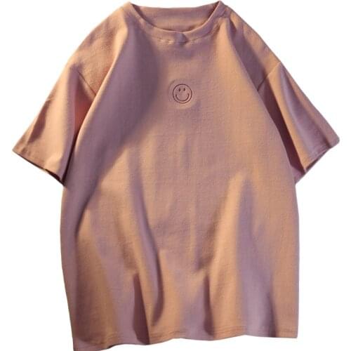 ZuoLunOuBa Summer Tide Brand Short Sleeve Women T Shirt Gravure Smiley Face Lady Tees Simplicity Fashion O-Neck Tops Female