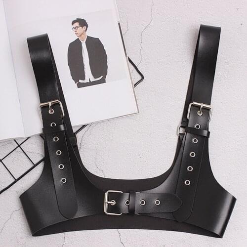 HATCYGGO Women Leather Harness Belt Body Bondage Cage Sculpting Harness Waist Belts Female Black Suspenders Belt Bow Straps